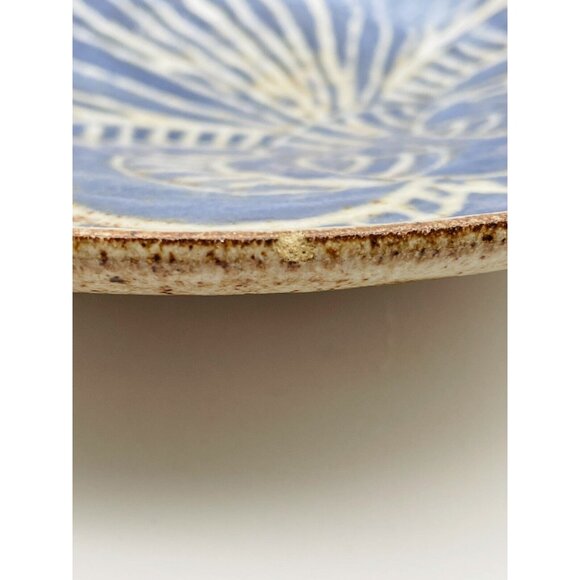 Marguerite Rost Studio Ceramic Bowl California MCM Sgrafitto Blue Starburst Sun - Picture 5 of 6